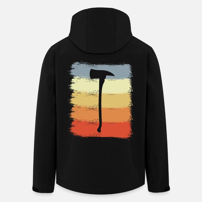 Dessin de hache de pompier - Veste softshell homme en polyester recyclé Stanley/Stella - noir