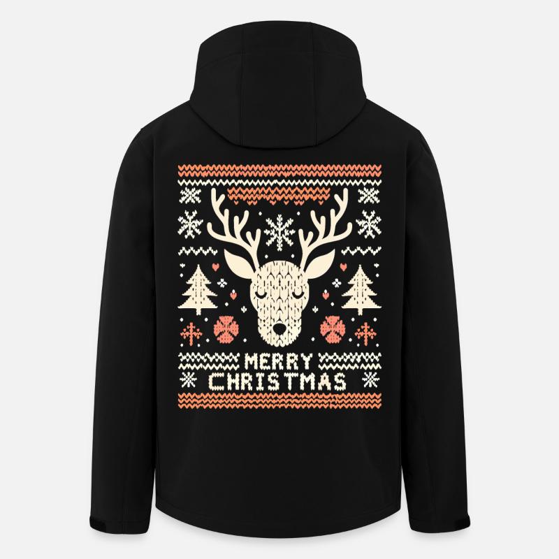 Reindeer Ugly Christmas Sweater - Men’s Recycled Softshell Jacket by Stanley/Stella - black