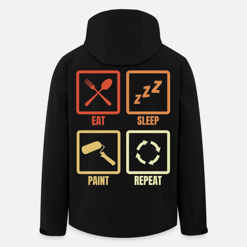 Eat Sleep Paint Repeat - Recycelte Männer Softshell-Jacke von Stanley/Stella - Schwarz