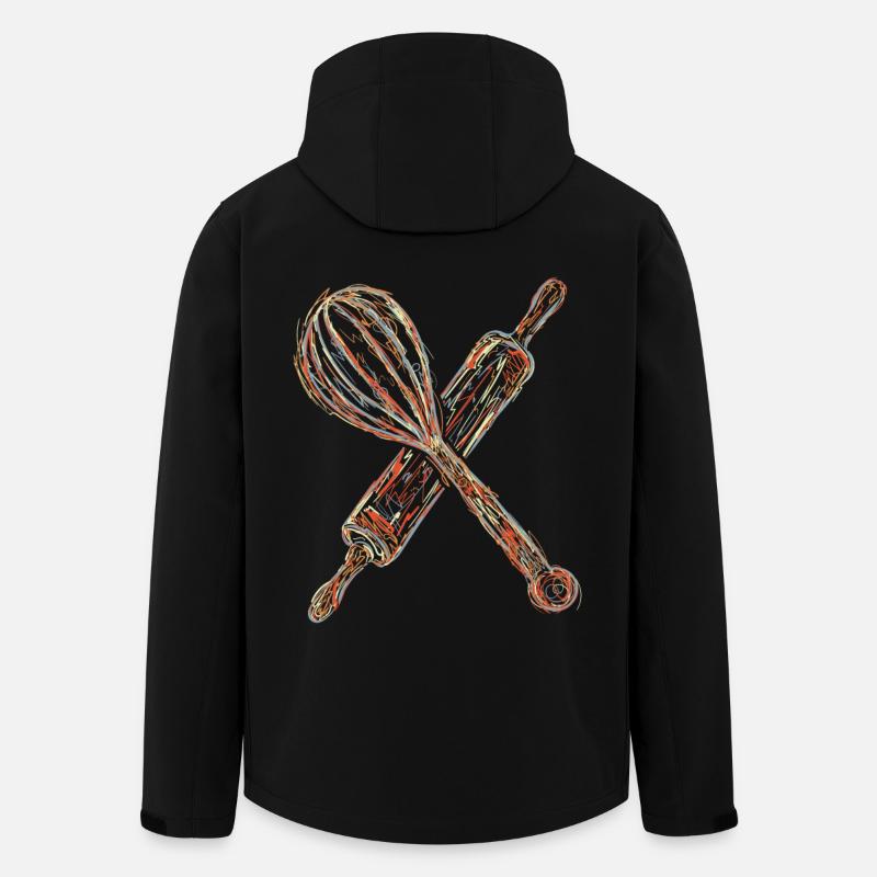 Rolling pin and hand mixer drawing - Men’s Recycled Softshell Jacket by Stanley/Stella - black