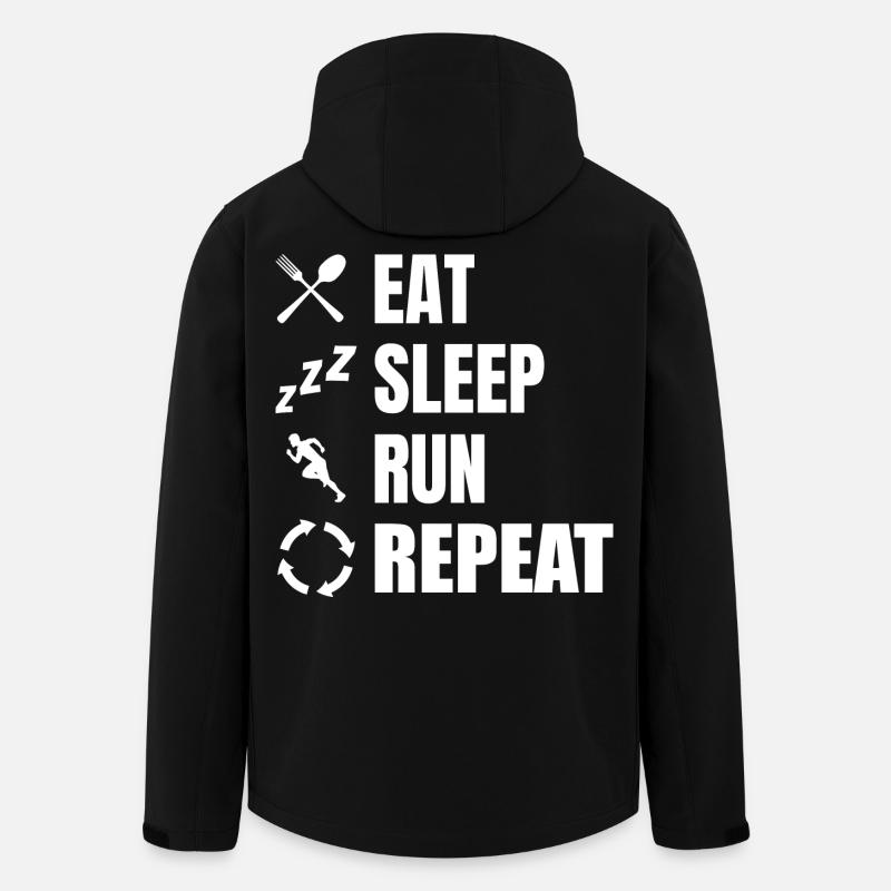 Eat Sleep Run Repeat - Recycelte Männer Softshell-Jacke von Stanley/Stella - Schwarz
