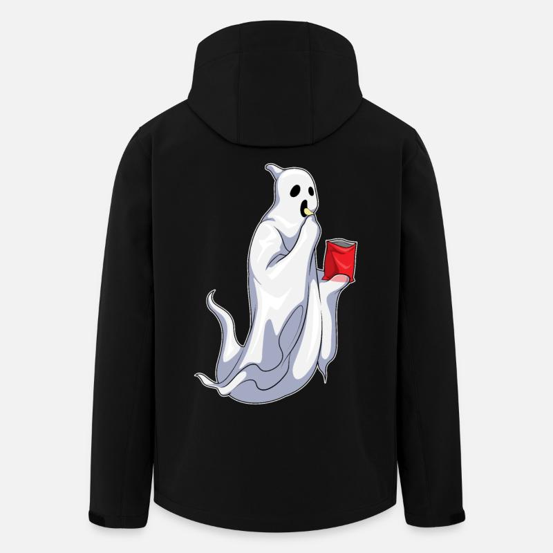 Chips d’Halloween fantôme - Veste softshell homme en polyester recyclé Stanley/Stella - noir