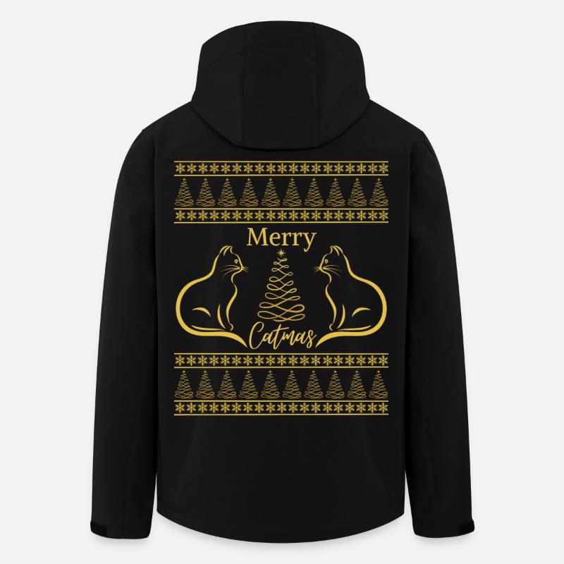 Frohe Katzen, Katzenliebhaber, Weihnachtsstimmung - Recycelte Männer Softshell-Jacke von Stanley/Stella - Schwarz