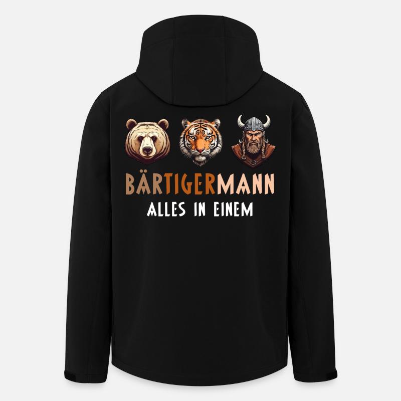 BÄRTIGERMANN Alles In Einem Funny Sayings Viking - Recycelte Männer Softshell-Jacke von Stanley/Stella - Schwarz
