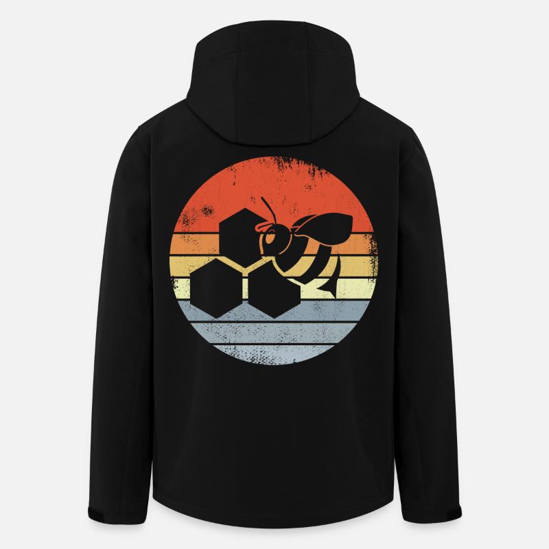 Dessin d’abeille mellifère - Veste softshell homme en polyester recyclé Stanley/Stella - noir