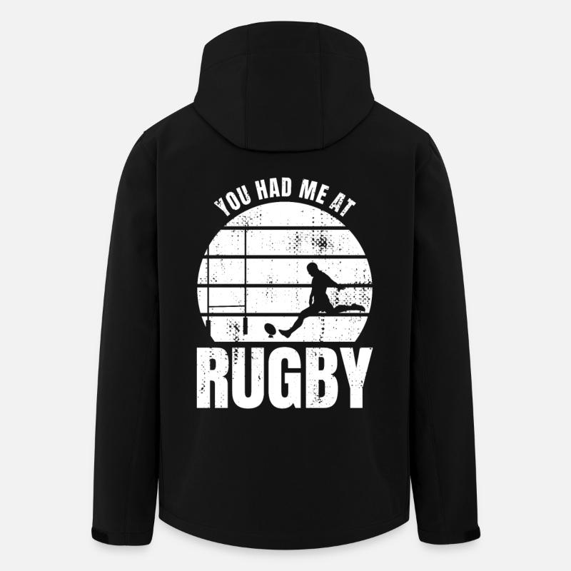 Tu m’as eu au rugby - Veste softshell homme en polyester recyclé Stanley/Stella - noir