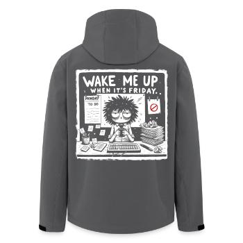 wake me up when it's friday - Men’s Recycled Softshell Jacket by Stanley/Stella - black - Back - AI Model Male 185 light (185cm)
