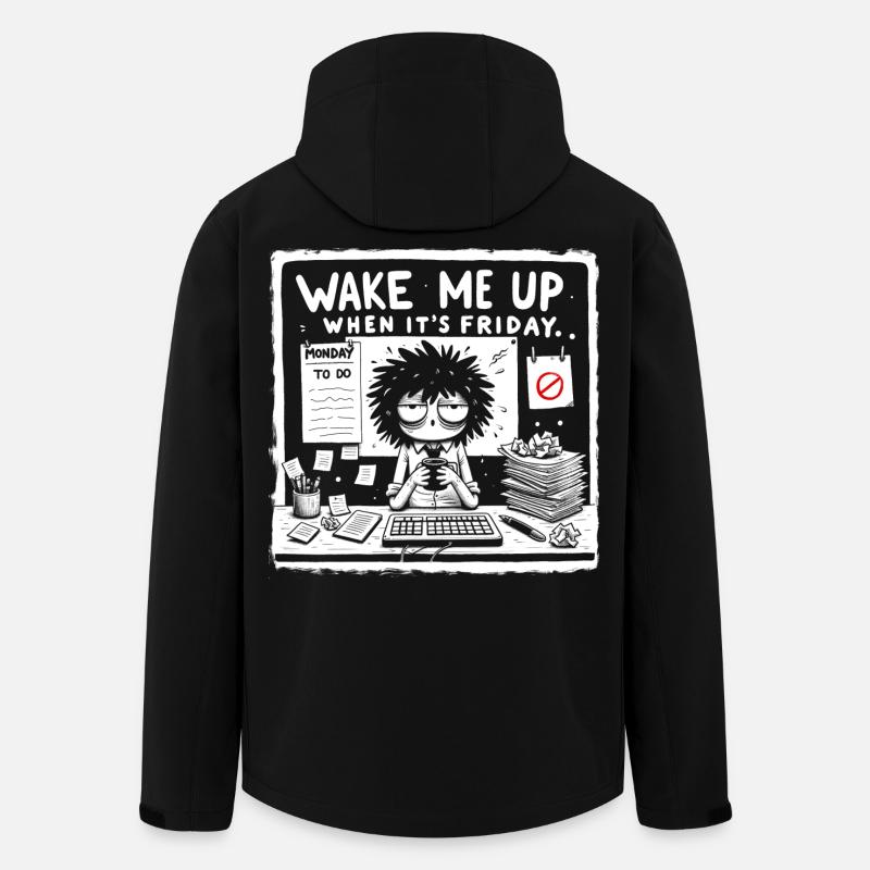 Réveille-moi quand c’est vendredi - Veste softshell homme en polyester recyclé Stanley/Stella - noir