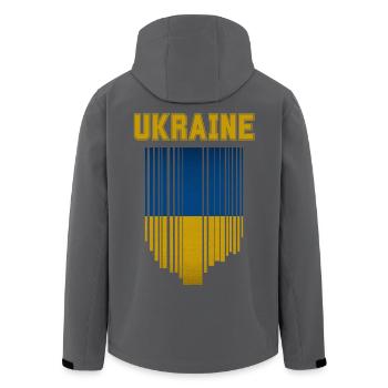 Ukrainian flag, Ukrainian pride - Men’s Recycled Softshell Jacket by Stanley/Stella - black - Back - AI Model Male 185 light (185cm)