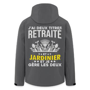 Retraité et Jardinier: deux titres - Veste softshell homme en polyester recyclé Stanley/Stella - noir - Dos - AI Model Male 185 light (185cm)