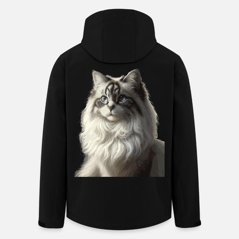 Fluffiges Katzengesicht Porträt - Recycelte Männer Softshell-Jacke von Stanley/Stella - Schwarz