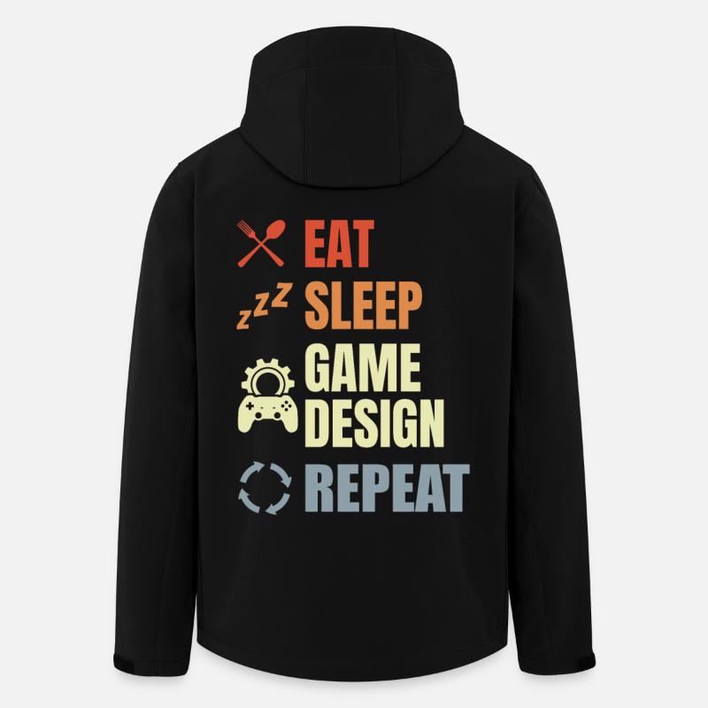 Eat Sleep Game Design Repeat - Men’s Recycled Softshell Jacket by Stanley/Stella - black
