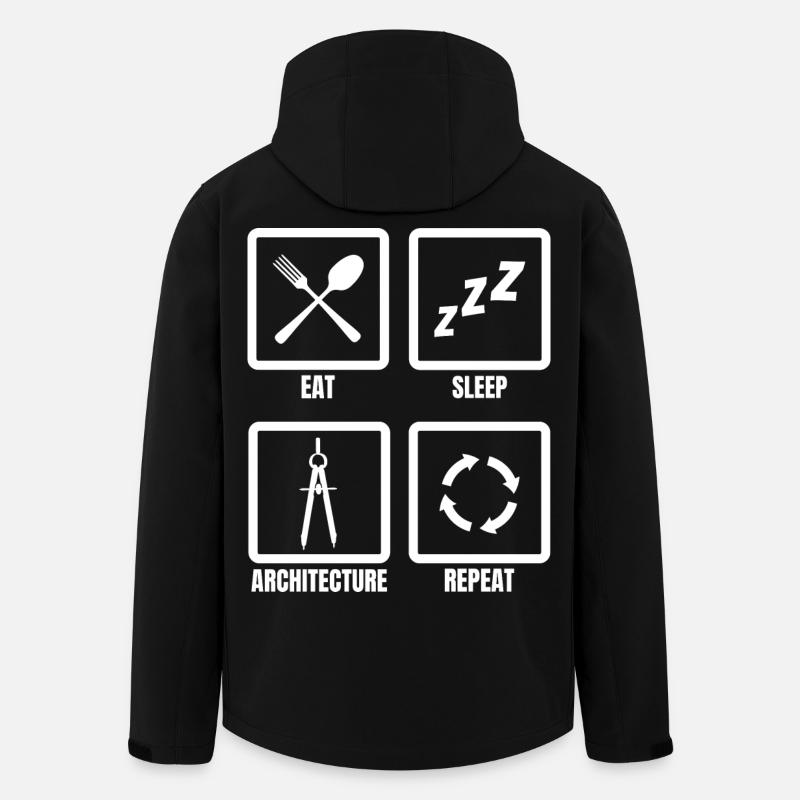 Manger Sommeil Architecture Répéter - Veste softshell homme en polyester recyclé Stanley/Stella - noir