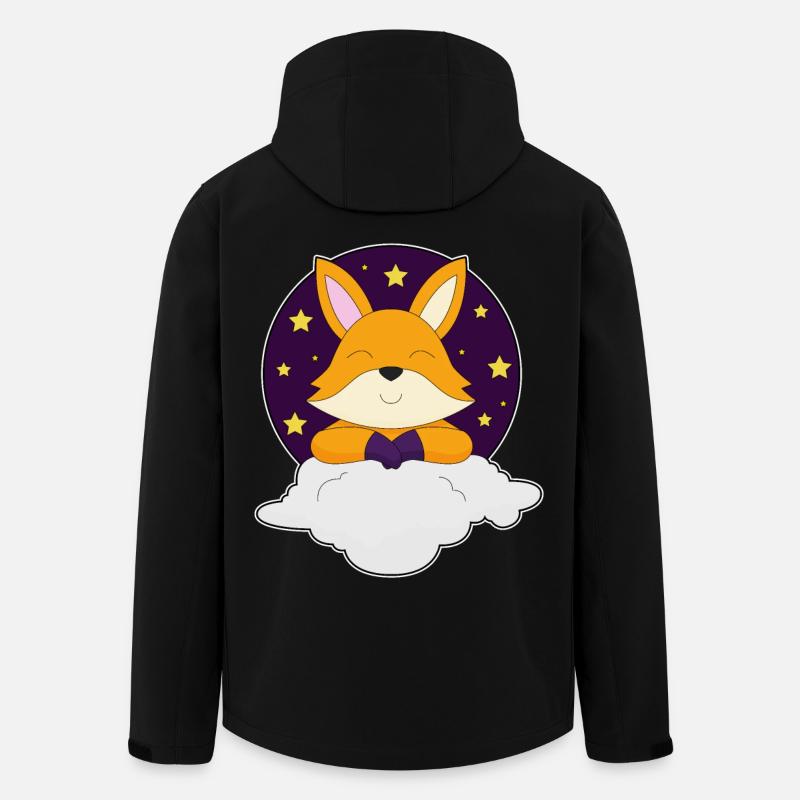 Fuchs Nacht Wolken Sterne - Recycelte Männer Softshell-Jacke von Stanley/Stella - Schwarz