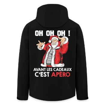 OH OH OH Cadeaux Apéro Humour Noël Famille Pull - Veste softshell homme en polyester recyclé Stanley/Stella - noir - Dos - AI Model Male 185 light (185cm)