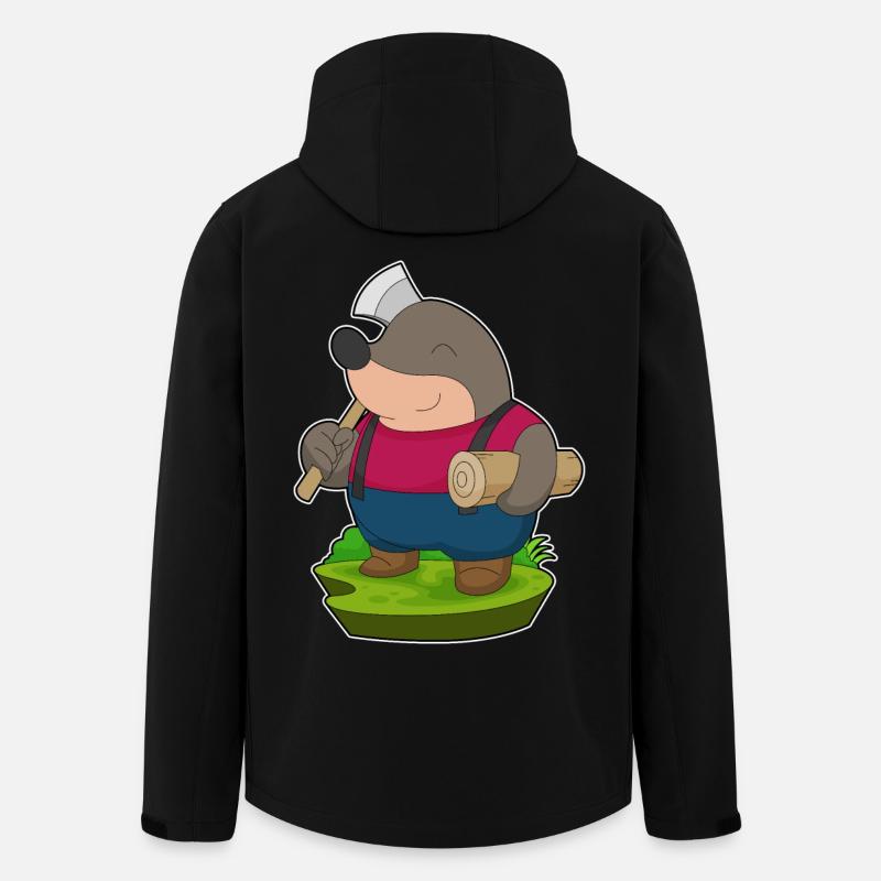 Maulwurf Holzfäller Axt Wald - Recycelte Männer Softshell-Jacke von Stanley/Stella - Schwarz