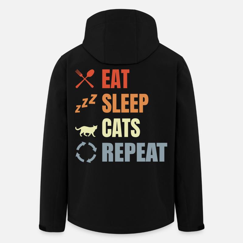 Eat Sleep Cats Repeat - Men’s Recycled Softshell Jacket by Stanley/Stella - black