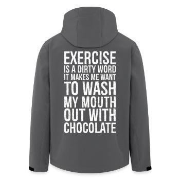 Exercise is a dirty word funny shirt - Men’s Recycled Softshell Jacket by Stanley/Stella - black - Back - AI Model Male 185 light (185cm)