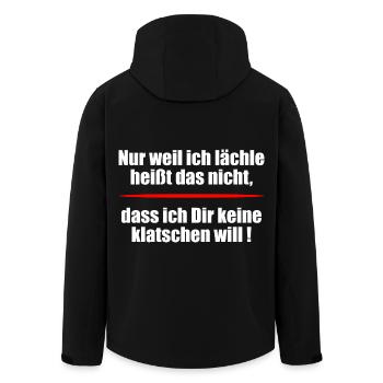 Nur weil ich lächle heißt das nicht - Recycelte Männer Softshell-Jacke von Stanley/Stella - Schwarz - Hinten - AI Model Male 185 light (185cm)