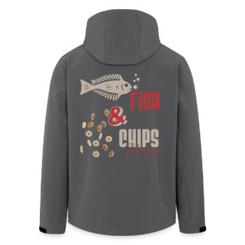 Poker - POKER FISH AND CHIPS Poker Essen - Poker spielen - Recycelte Männer Softshell-Jacke von Stanley/Stella - Schwarz - Hinten - AI Model Male 185 light (185cm)