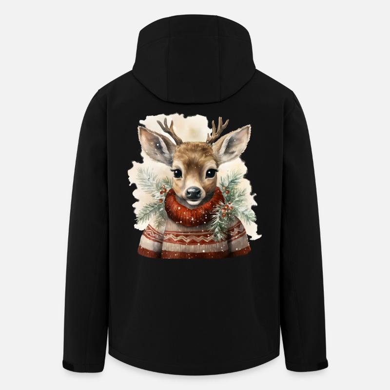 Deer in winter sweater - Men’s Recycled Softshell Jacket by Stanley/Stella - black