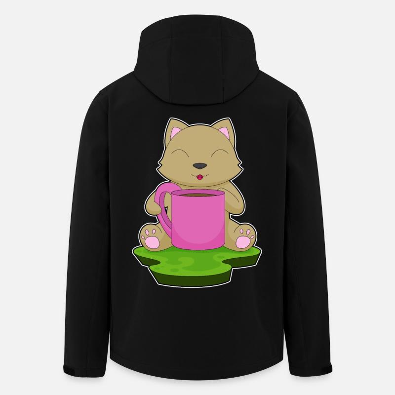 Katze Kaffee Becher - Recycelte Männer Softshell-Jacke von Stanley/Stella - Schwarz