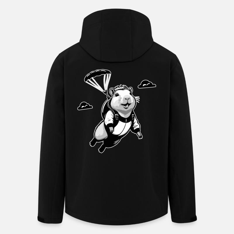 Capybara Skydiver Fallschirmspringen - Recycelte Männer Softshell-Jacke von Stanley/Stella - Schwarz