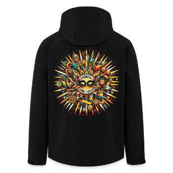 Karneval Sonne im Herzen - Recycelte Männer Softshell-Jacke von Stanley/Stella - Schwarz - Hinten - AI Model Male 185 light (185cm)