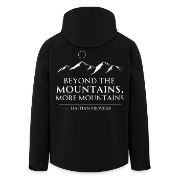 Citation de motivation Montagnes - Veste softshell homme en polyester recyclé Stanley/Stella - noir - Dos - AI Model Male 185 light (185cm)