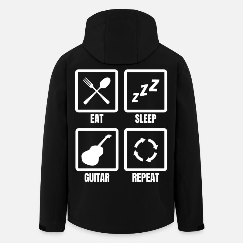Eating Sleeping Guitar Repeat - Men’s Recycled Softshell Jacket by Stanley/Stella - black
