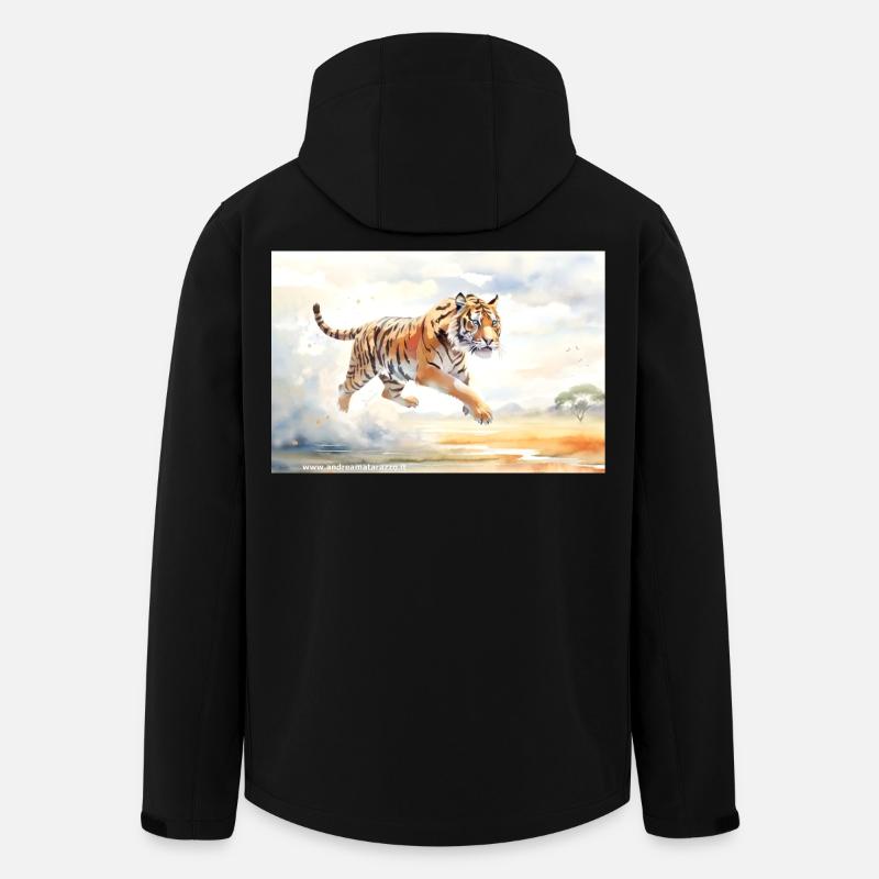 Tiger in Aktion - Recycelte Männer Softshell-Jacke von Stanley/Stella - Schwarz
