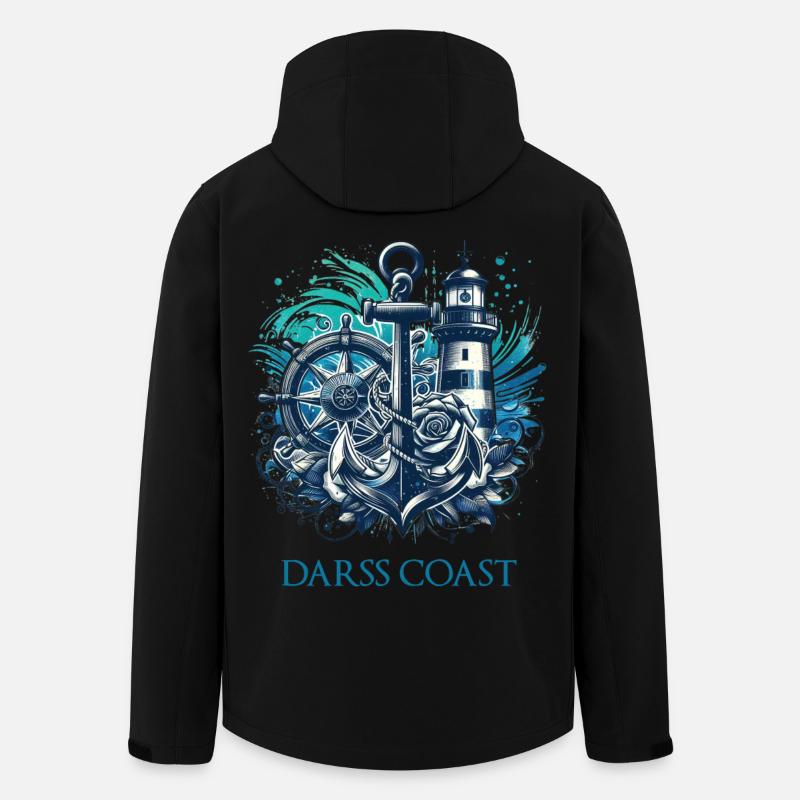 DarssCoast - Wellen Leuchtturm Anker blue Grafik - Recycelte Männer Softshell-Jacke von Stanley/Stella - Schwarz