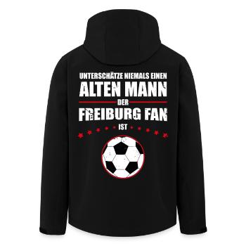 Alter Mann - Freiburg Fan | Retro Vintage Design - Recycelte Männer Softshell-Jacke von Stanley/Stella - Schwarz - Hinten - AI Model Male 185 light (185cm)