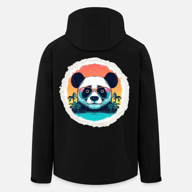 Baby-Panda im Urlaub - Recycelte Männer Softshell-Jacke von Stanley/Stella - Schwarz