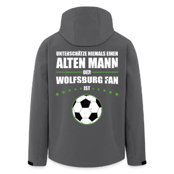 Alter Mann - Wolfsburg Fan | Retro Vintage Design - Recycelte Männer Softshell-Jacke von Stanley/Stella - Schwarz - Hinten - AI Model Male 185 light (185cm)