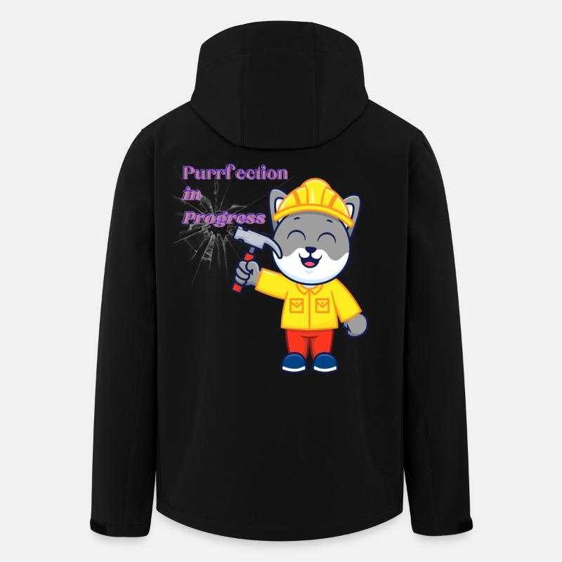 Hårdtarbejdende kat i byggedragt - Stanley/Stella herre softshelljakke i genanvendt polyester - sort