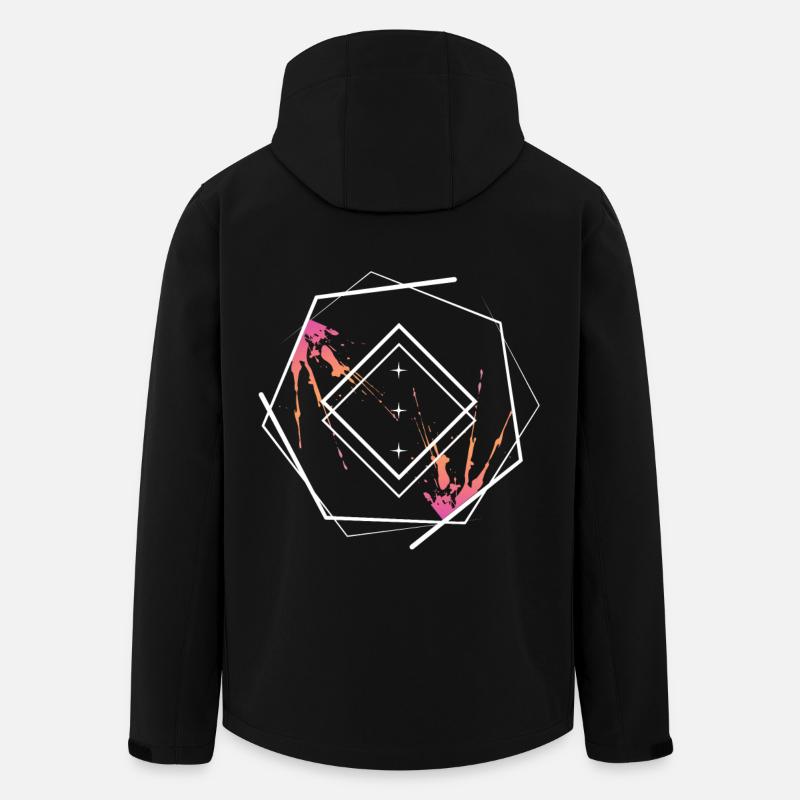 Geometric Diamond Frame Neon - Men’s Recycled Softshell Jacket by Stanley/Stella - black
