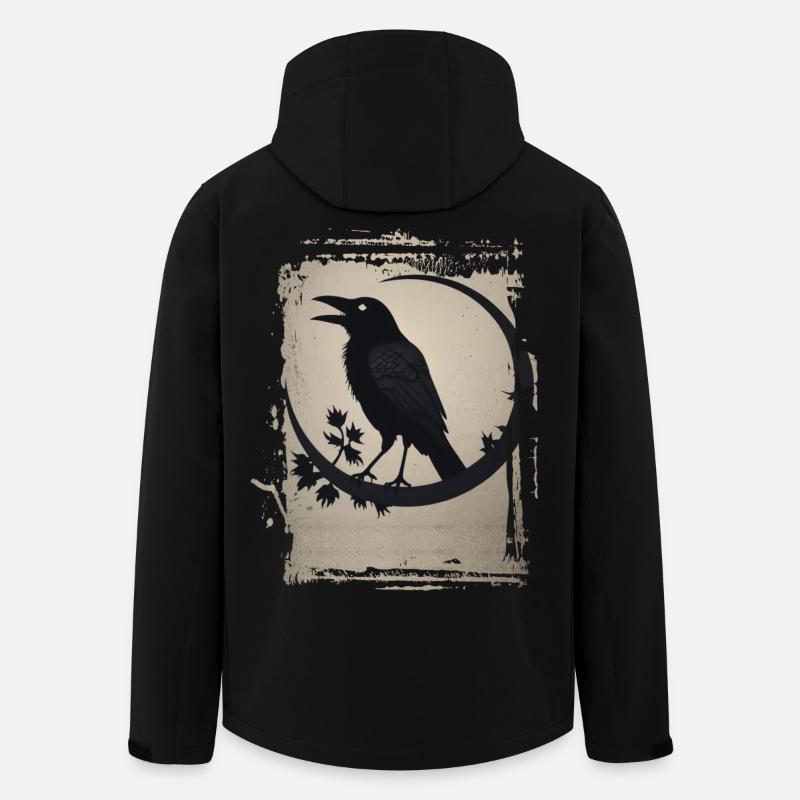 Raven sitting on branch - Men’s Recycled Softshell Jacket by Stanley/Stella - black