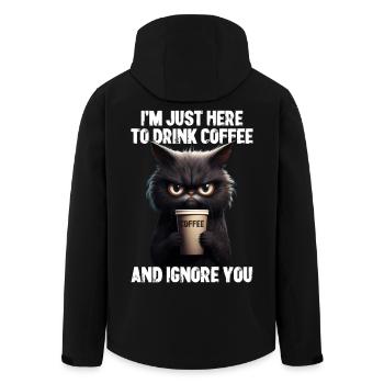Grumpy Kitty Cat Coffee Morning Grouch Gift - Men’s Recycled Softshell Jacket by Stanley/Stella - black - Back - AI Model Male 185 light (185cm)