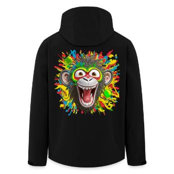Portrait/Head of Colorful Rasta Monkey Burst with Laughter - Men’s Recycled Softshell Jacket by Stanley/Stella - black - Back - AI Model Male 185 light (185cm)