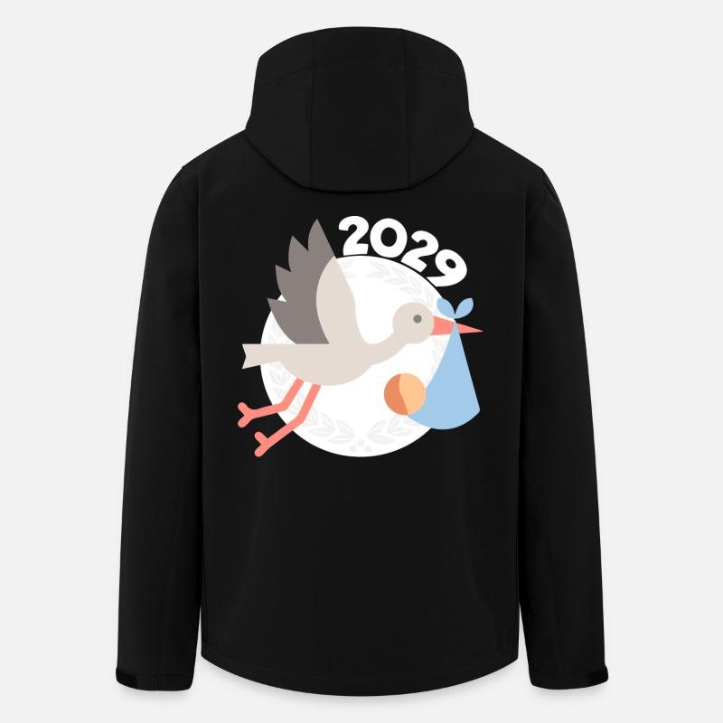 Storch mit Baby 2029 - Recycelte Männer Softshell-Jacke von Stanley/Stella - Schwarz