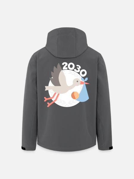 Cigogne avec bébé 2030 - Veste softshell homme en polyester recyclé Stanley/Stella - noir