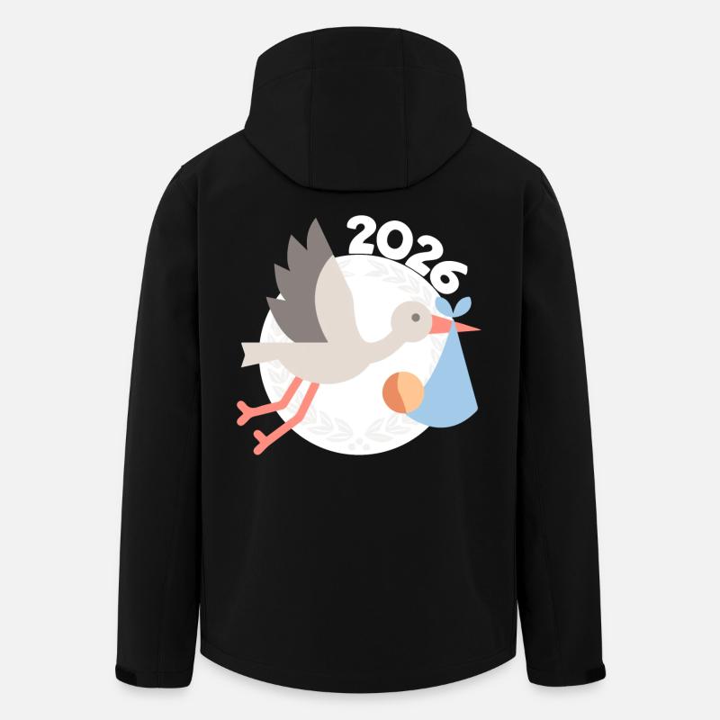 Storch mit Baby 2026 - Recycelte Männer Softshell-Jacke von Stanley/Stella - Schwarz