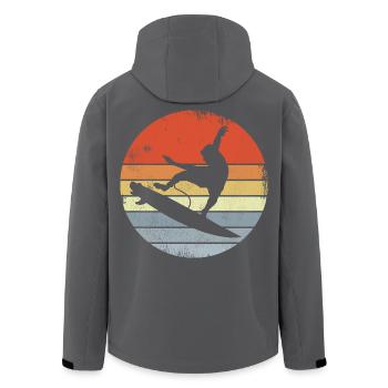 Surfen Vintage Look - Recycelte Männer Softshell-Jacke von Stanley/Stella - Schwarz - Hinten - AI Model Male 185 light (185cm)