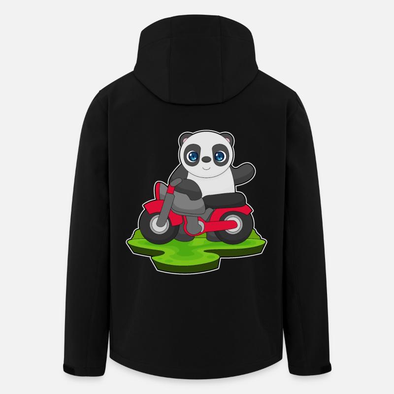 Panda Motorrad - Recycelte Männer Softshell-Jacke von Stanley/Stella - Schwarz