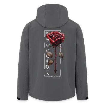 Blossom Despite The Shadow Rose Japanische Schrift - Recycelte Männer Softshell-Jacke von Stanley/Stella - Schwarz - Hinten - AI Model Male 185 light (185cm)