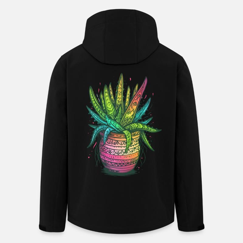 Aloe Vera Psychedelisch Sukkulente Pflanze Gärtner - Recycelte Männer Softshell-Jacke von Stanley/Stella - Schwarz