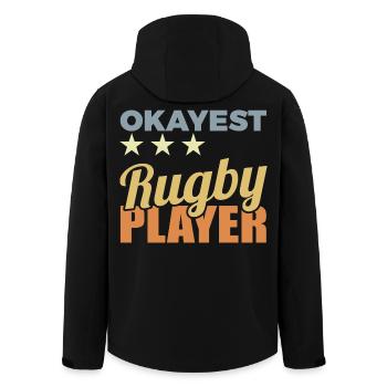 Average rugby player - Men’s Recycled Softshell Jacket by Stanley/Stella - black - Back - AI Model Male 185 light (185cm)