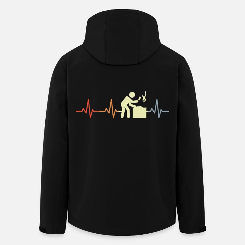 Fleischer Strichmännchen Herzschlag - Recycelte Männer Softshell-Jacke von Stanley/Stella - Schwarz