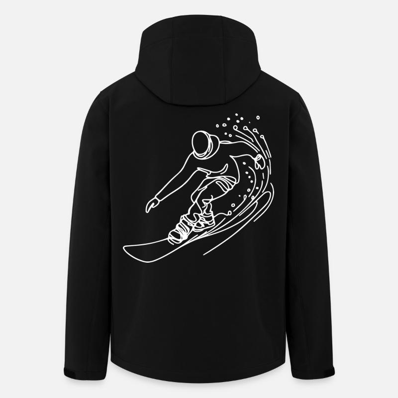 Dessin de snowboarder - Veste softshell homme en polyester recyclé Stanley/Stella - noir